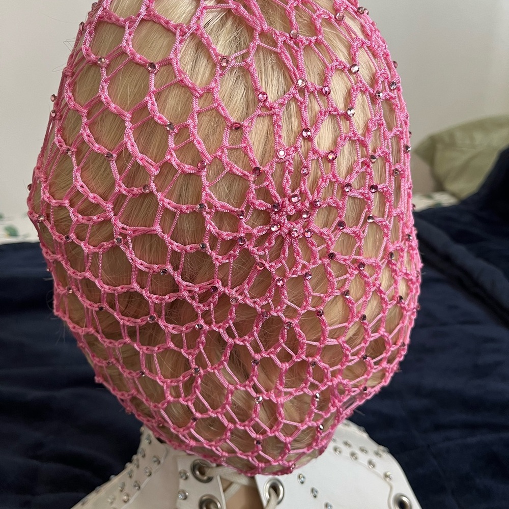 Pink snood with pink Swarovski crystals
